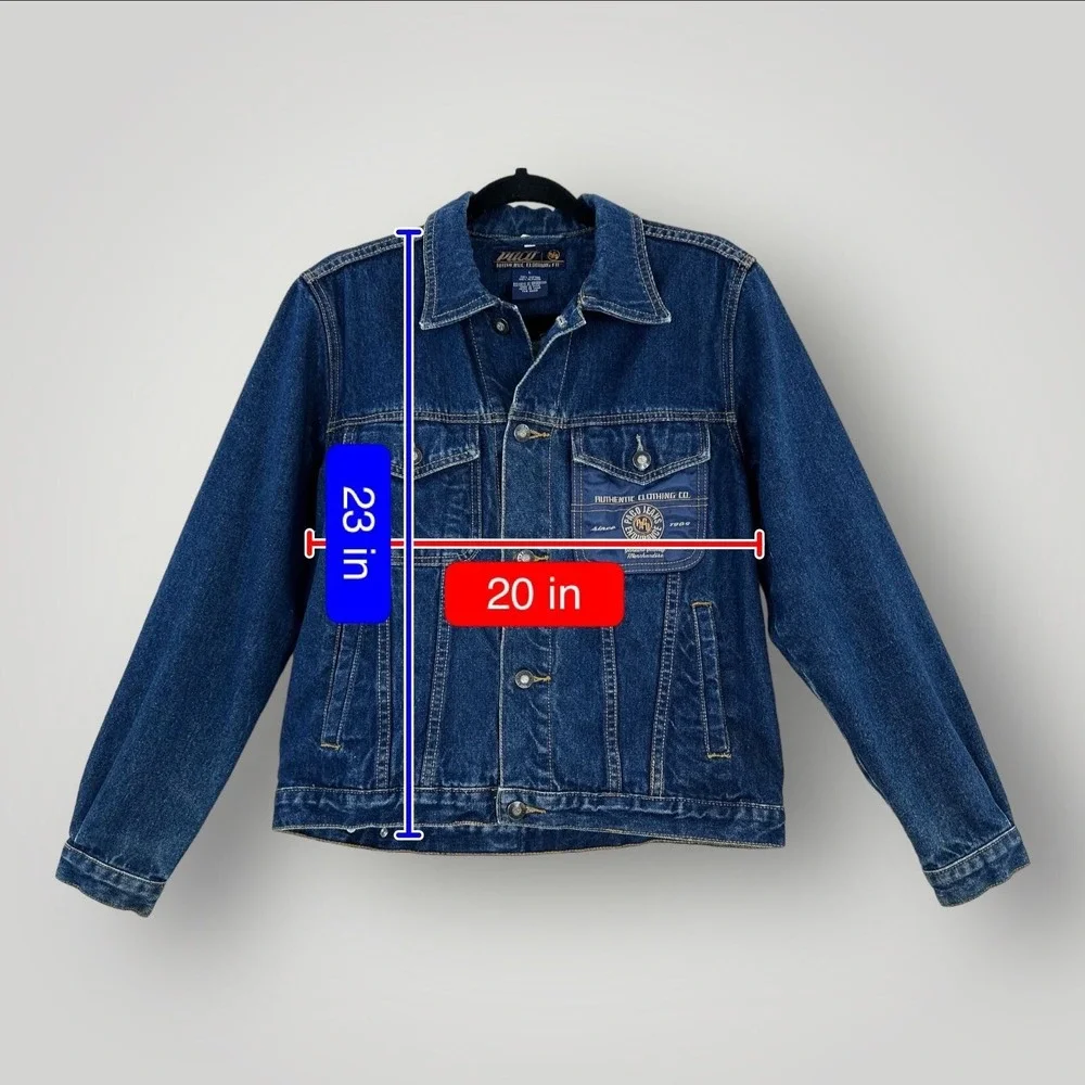 Paco Denim‎ Jacket Youth L Blue Spellout Embroidered 90s Grunge Skater Vintage
